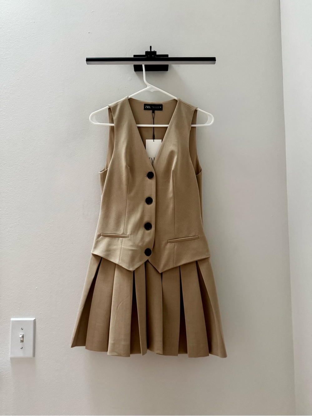 Zara Neutral Tan Button Vest/Dress